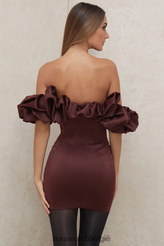Selena Raisin satijnen strapless jurk met ruches House of CB X0JL68590 kleding