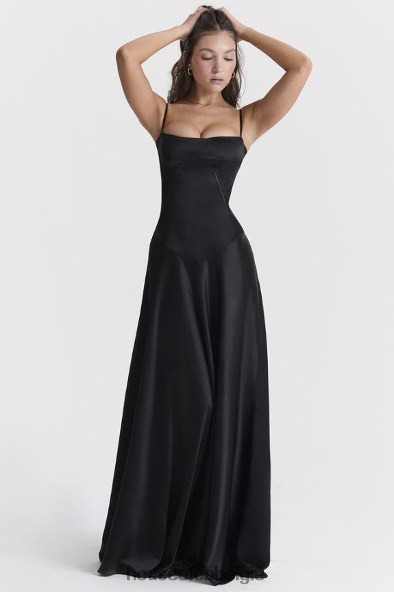 Anabella zwarte maxi-jurk met veters House of CB X0JL68273 kleding