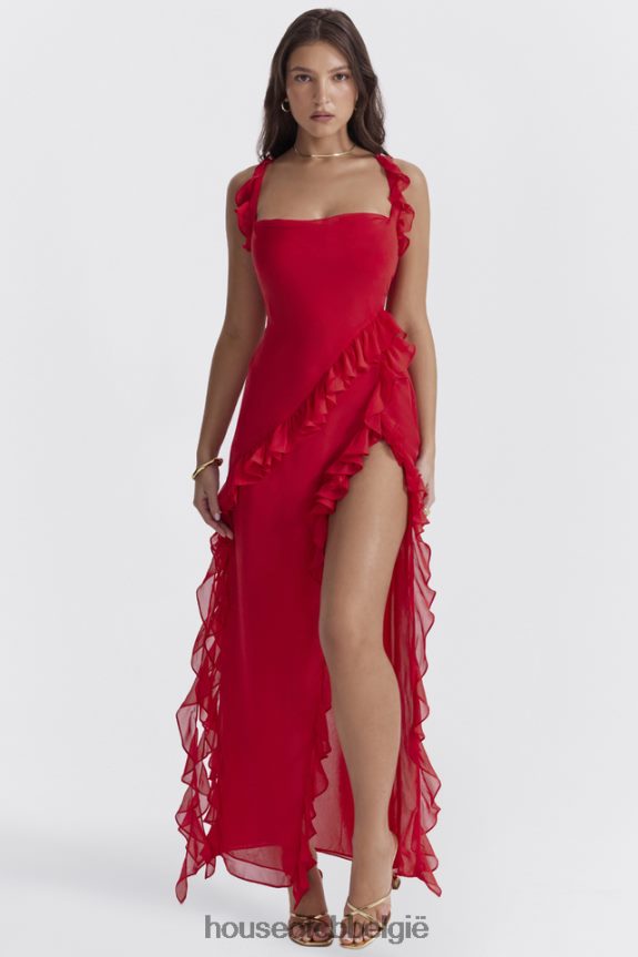 Ariela maxi-jurk met kersenruches House of CB X0JL68239 kleding