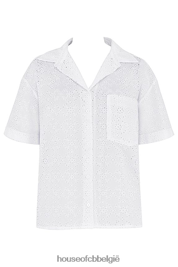 Carrie wit broderie anglaise overhemd House of CB X0JL68715 kleding